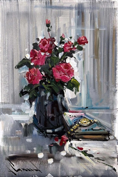 Güllerin Sessizliği Yağlı Boya Tablosu
