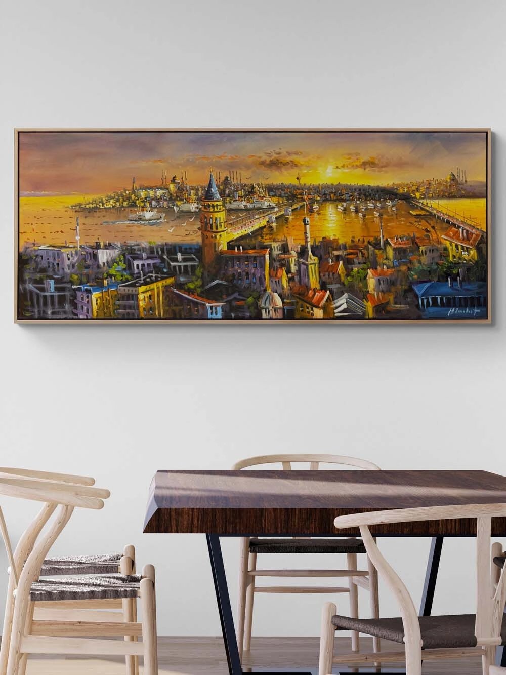 Gün Batarken Galata Yağlı Boya Tablosu