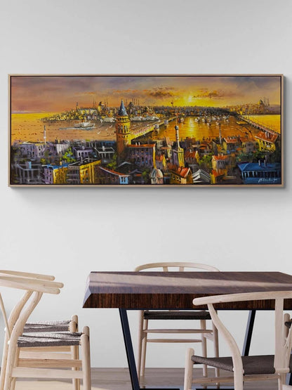 Gün Batarken Galata Yağlı Boya Tablosu