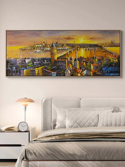 Gün Batarken Galata Yağlı Boya Tablosu