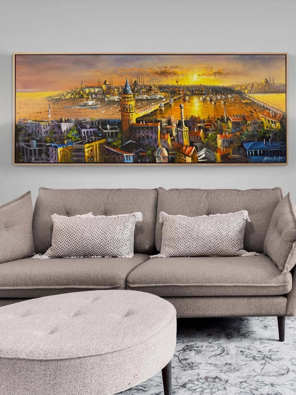 Gün Batarken Galata Yağlı Boya Tablosu