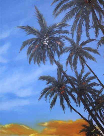 Günün Son Işığı Sahilde Yağlı Boya Tablosu