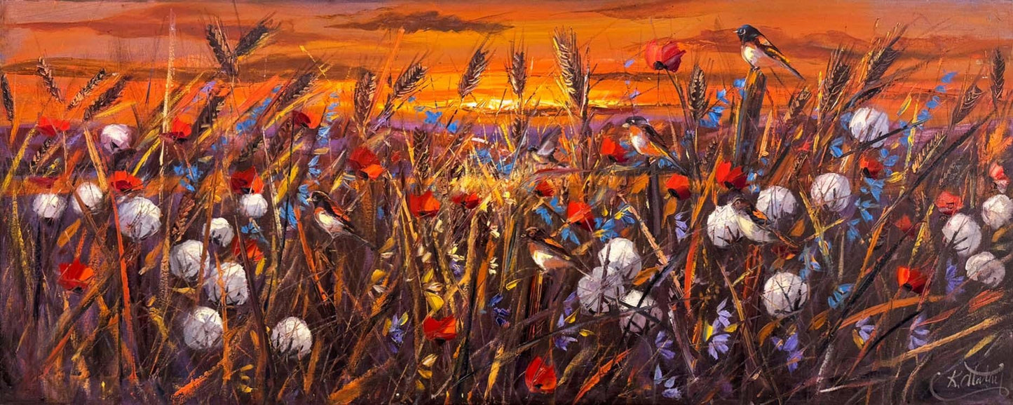 Gün Batımında Fısıltılar Yağlı Boya Tablosu