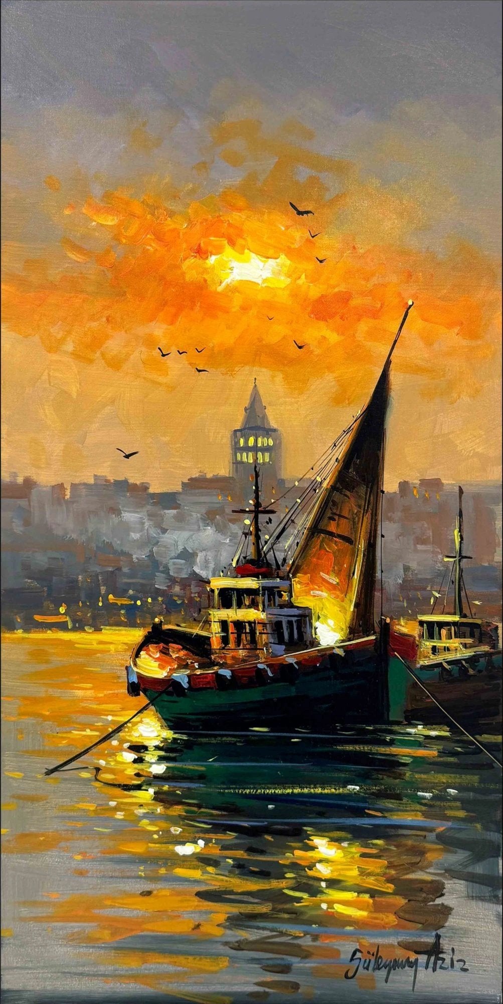 Günbatımının Sessiz Tanıkları Yağlı Boya Tablosu