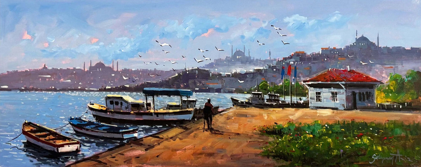 Gündoğarken Boğaz Yağlı Boya Tablosu