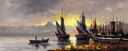 Günün İlk Işığı Boğazda Yağlı Boya Tablosu