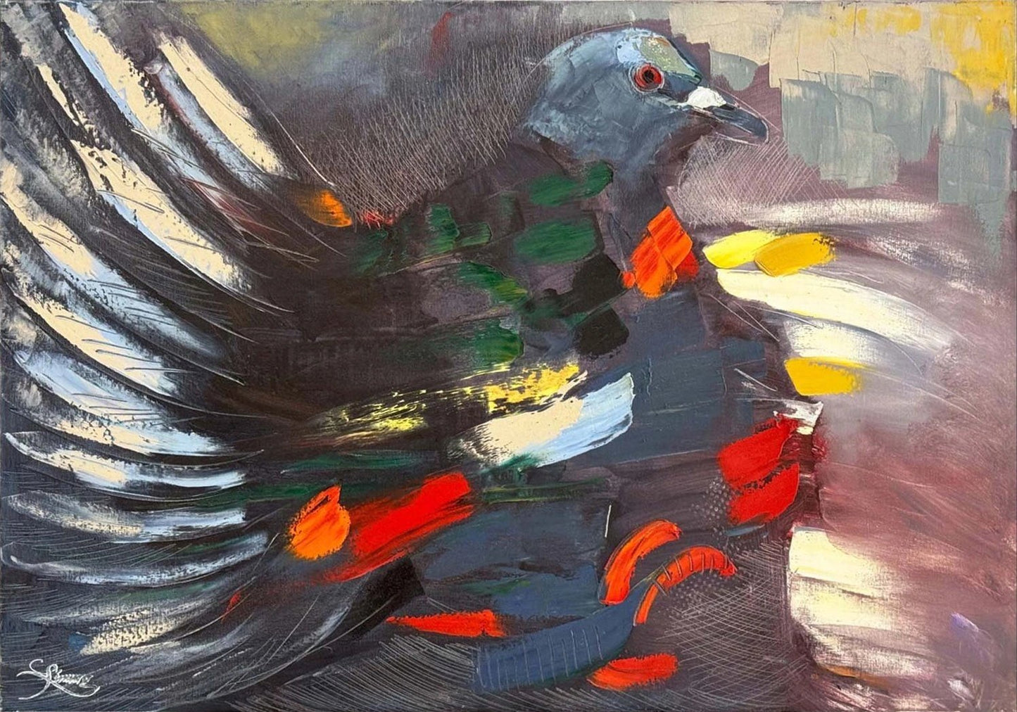 Güvercin Gölgesi Yağlı Boya Tablosu