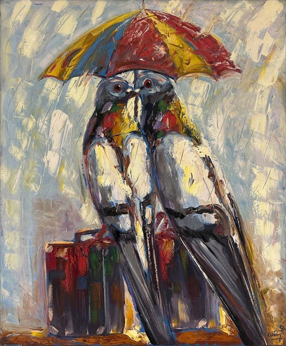 Güvercinler Son Gidişi Yağlı Boya Tablosu