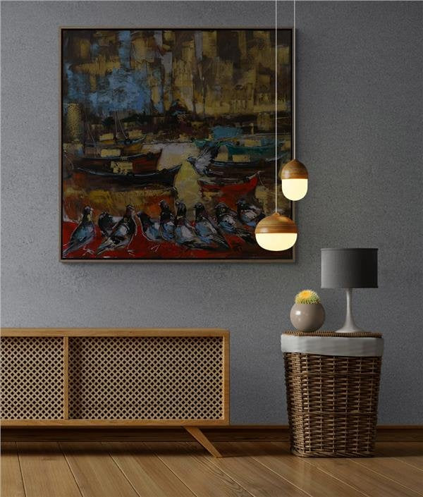 İstanbul Bekçisi Güvercinler Yağlı Boya Tablosu