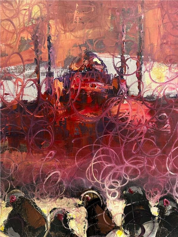 İstanbul'da Güvercinler Yağlı Boya Tablosu