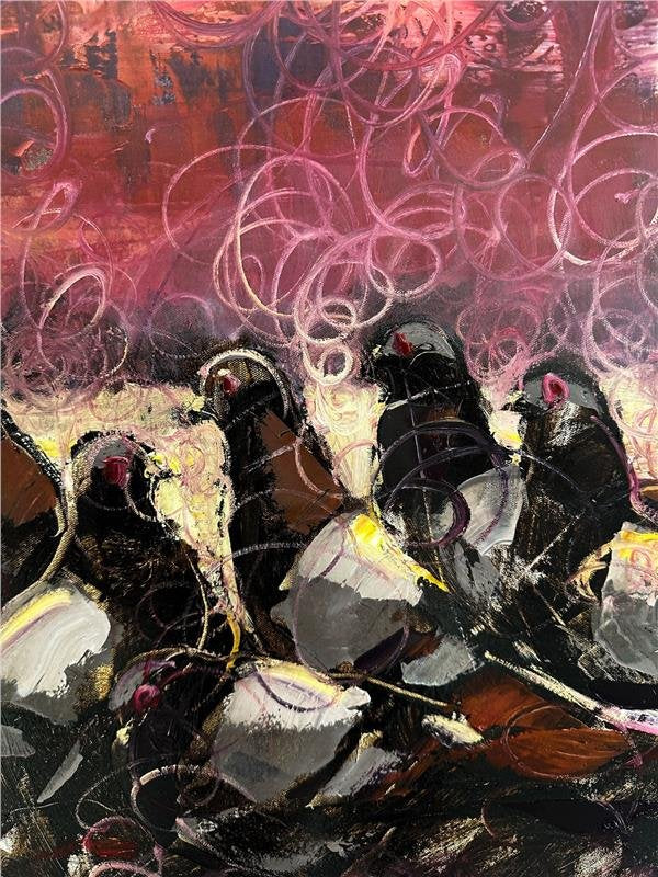 İstanbul'da Güvercinler Yağlı Boya Tablosu