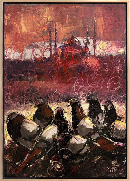 İstanbul'da Güvercinler Yağlı Boya Tablosu