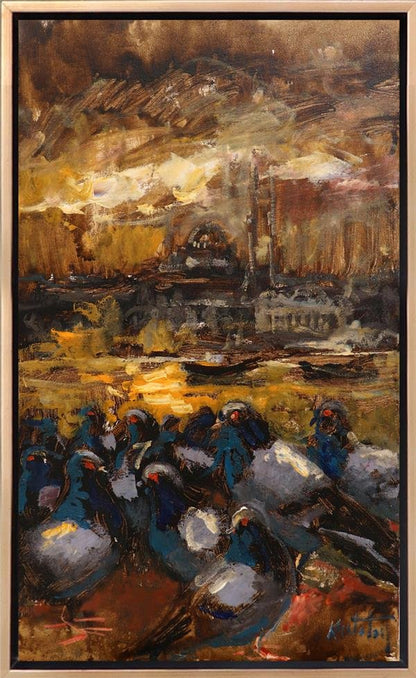 İstanbul'un Güvercin İzleri Yağlı Boya Tablosu