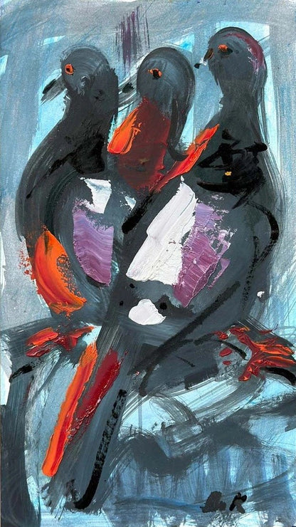 Güvercinlerin Bekleyişi Yağlı Boya Tablosu