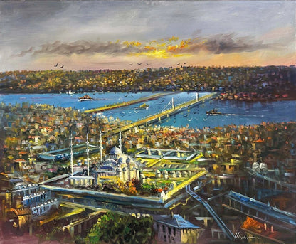 Haliç'ten Süleymaniye Cami Yağlı Boya Tablosu