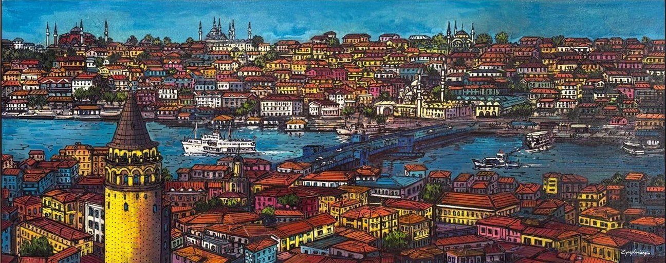 Haliç ve Galata Kulesi Yağlı Boya Tablosu