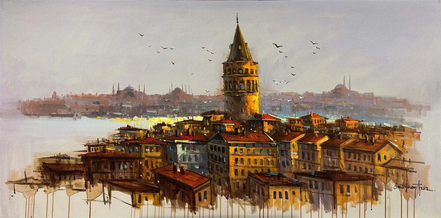 Haliç’e Bakan Kule Yağlı Boya Tablosu