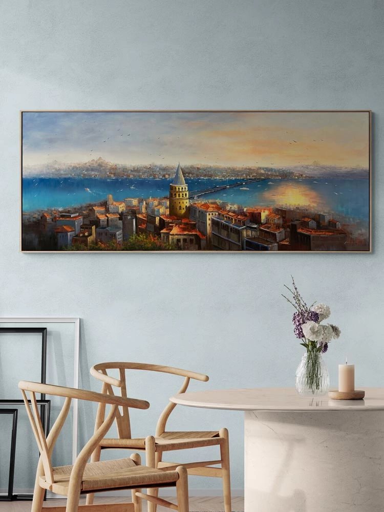 Haliç’te Sessiz Akşamüstü Yağlı Boya Tablosu