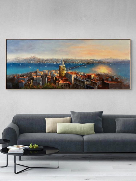 Haliç’te Sessiz Akşamüstü Yağlı Boya Tablosu