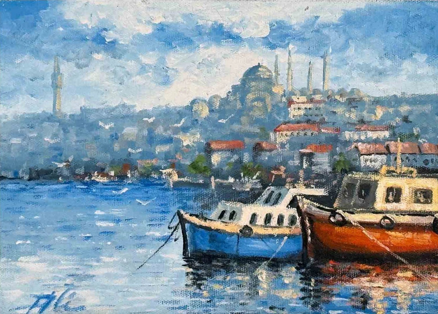 Haliç’te Sessiz Sabah Yağlı Boya Tablosu