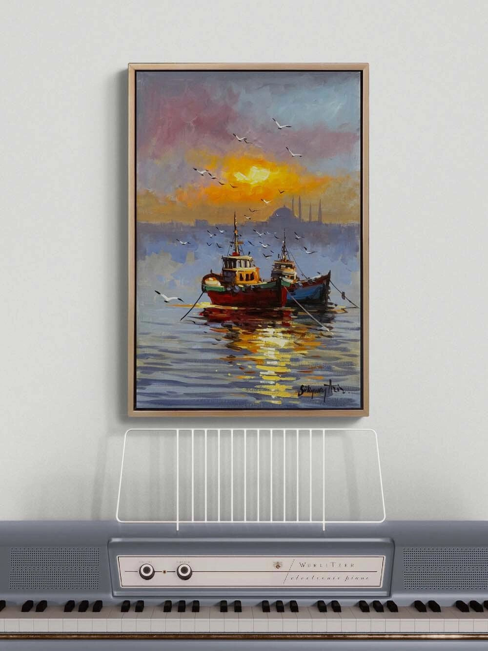 Haliç’te Son Işık Yağlı Boya Tablosu