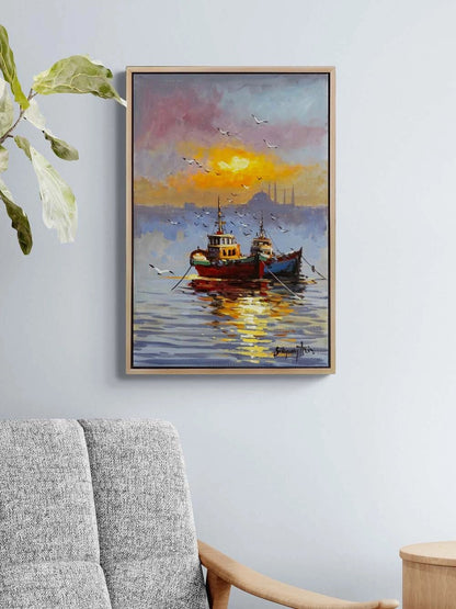 Haliç’te Son Işık Yağlı Boya Tablosu