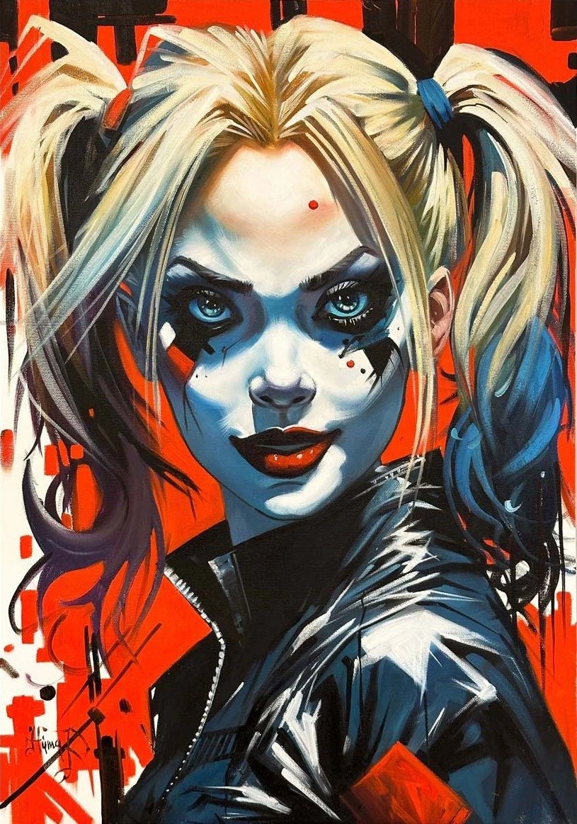 Harley Quinn Dünyası Yağlı Boya Tablosu