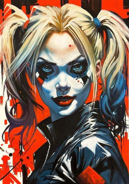 Harley Quinn Dünyası Yağlı Boya Tablosu