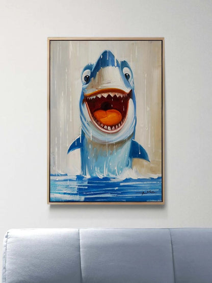Heyecanlı Köpekbalığı Yağlı Boya Tablosu