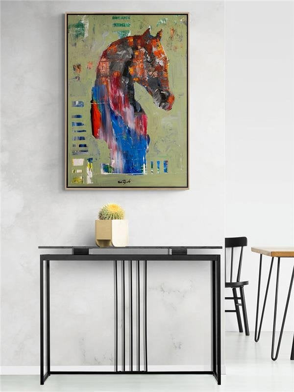 Atın Renkli Duruşu Yağlı Boya Tablosu