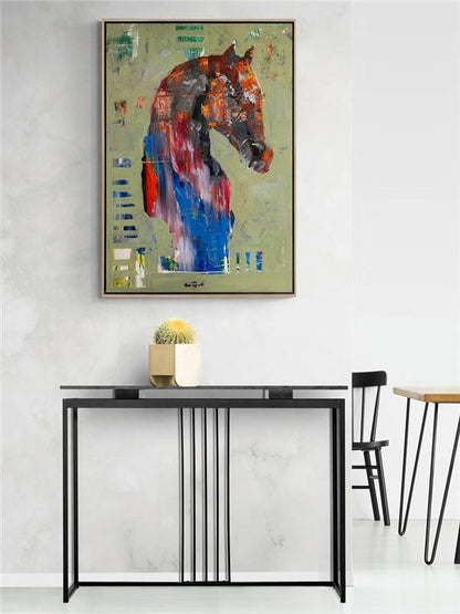 Atın Renkli Duruşu Yağlı Boya Tablosu