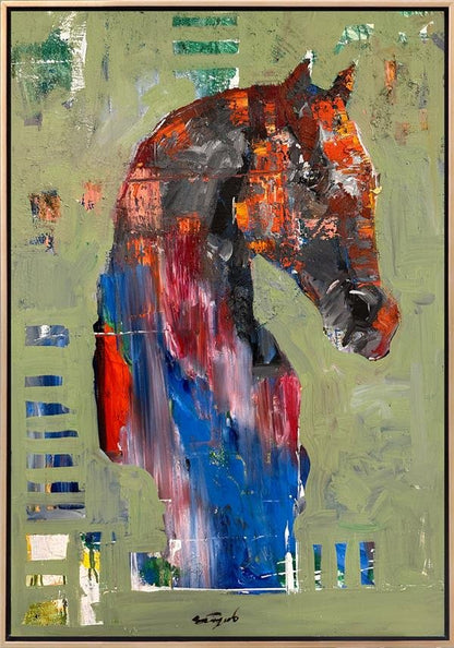 Atın Renkli Duruşu Yağlı Boya Tablosu