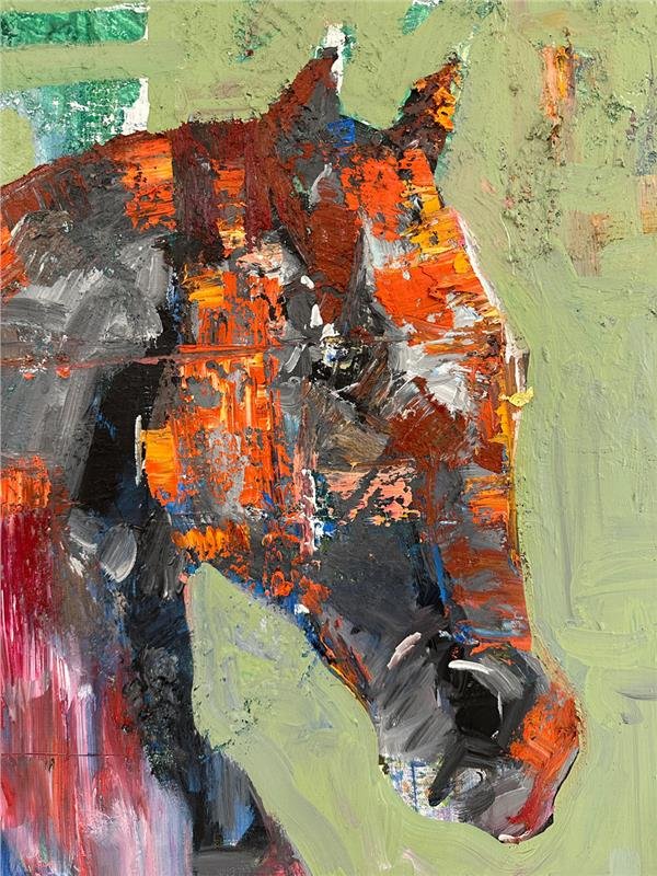 Atın Renkli Duruşu Yağlı Boya Tablosu