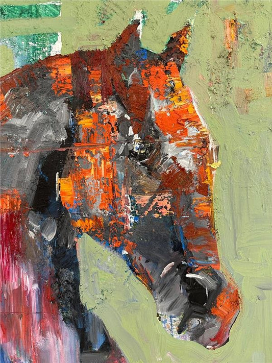 Atın Renkli Duruşu Yağlı Boya Tablosu