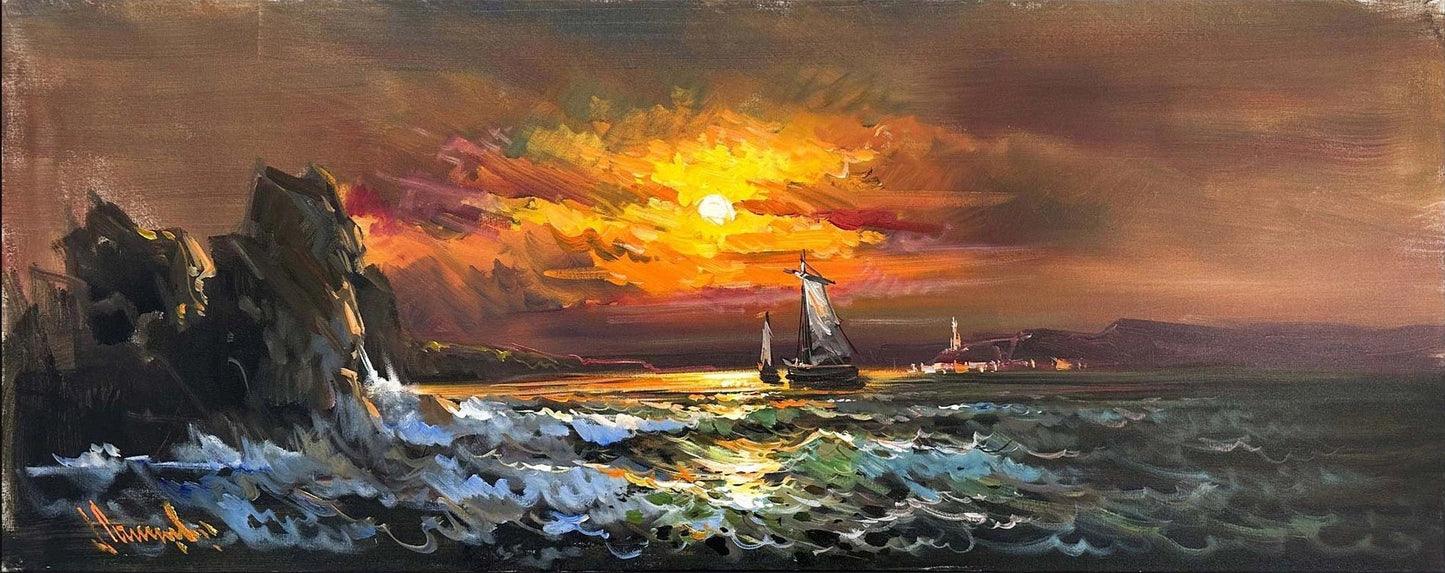 Horizon'da Son Işıklar Yağlı Boya Tablosu