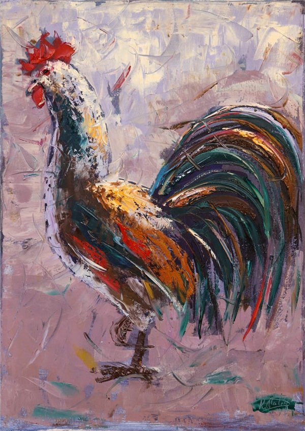 Horozun Sabahki Çağrısı Yağlı Boya Tablosu