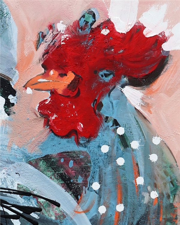 Sabahtan Horoz Çağrısı Yağlı Boya Tablosu