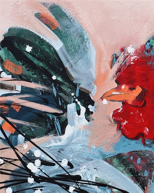 Sabahtan Horoz Çağrısı Yağlı Boya Tablosu