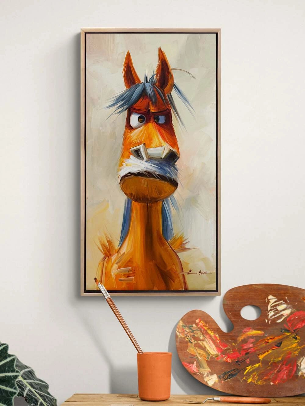 Huysuz At Yağlı Boya Tablosu