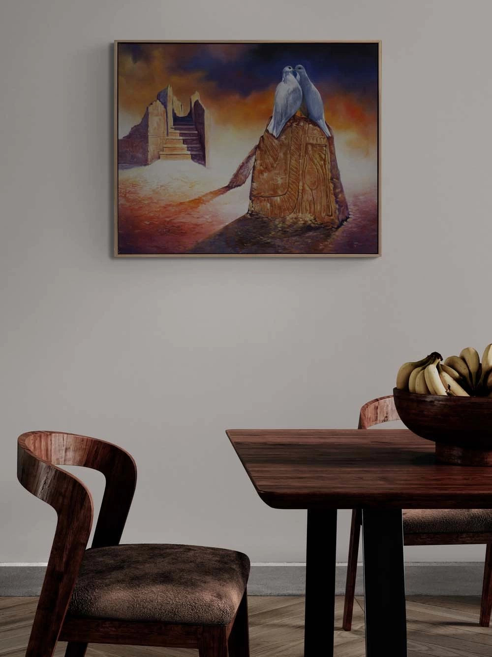 İki Güvercin Yağlı Boya Tablosu