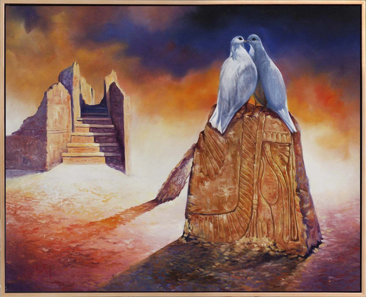 İki Güvercin Yağlı Boya Tablosu