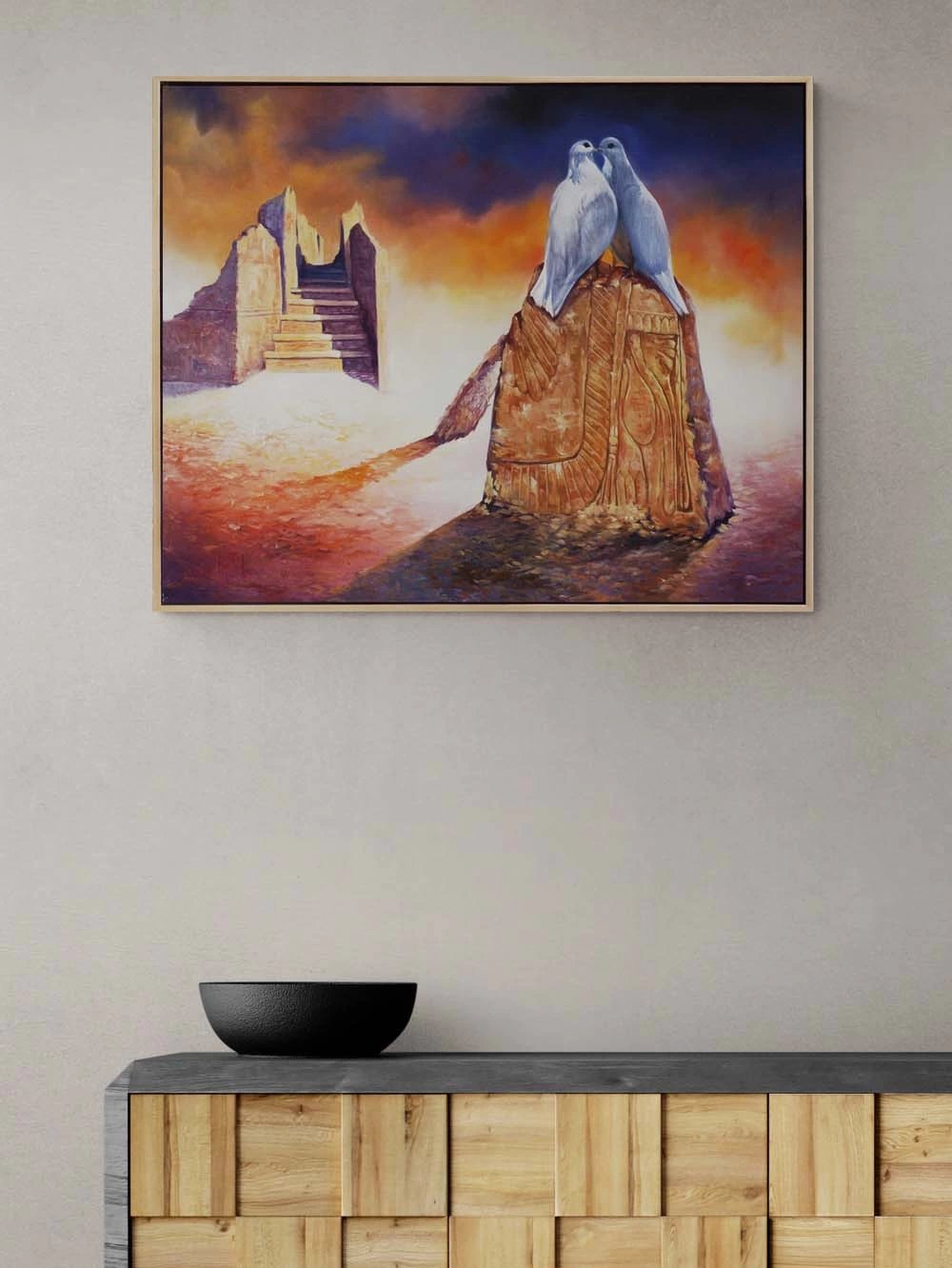 İki Güvercin Yağlı Boya Tablosu