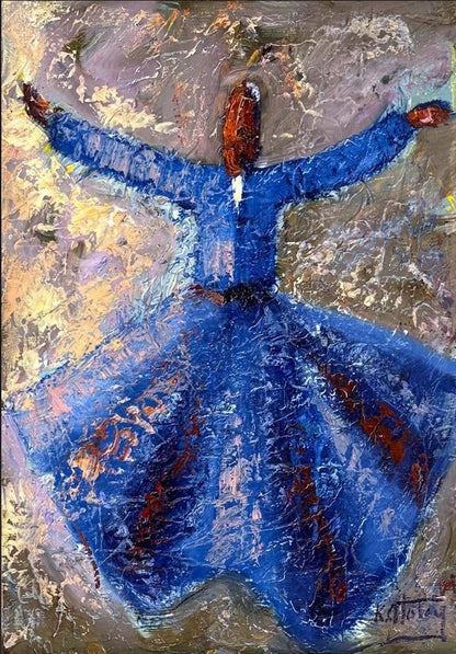 İlahi Dengede Semazen Yağlı Boya Tablosu