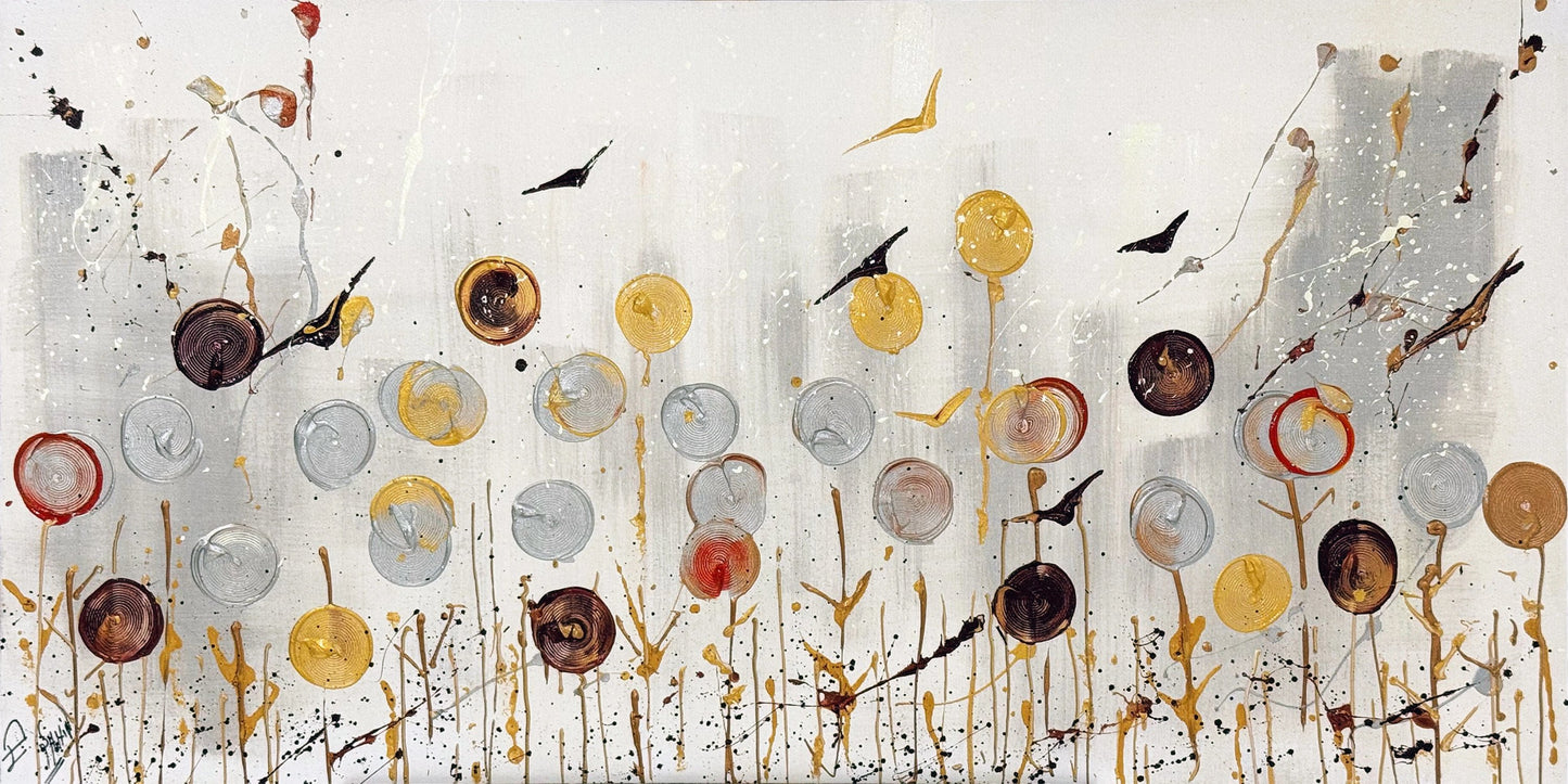 Işığa Duran Çiçekler Yağlı Boya Tablosu