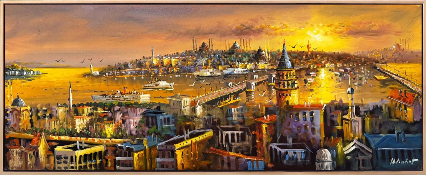 Işığa Uyanan Şehir Yağlı Boya Tablosu
