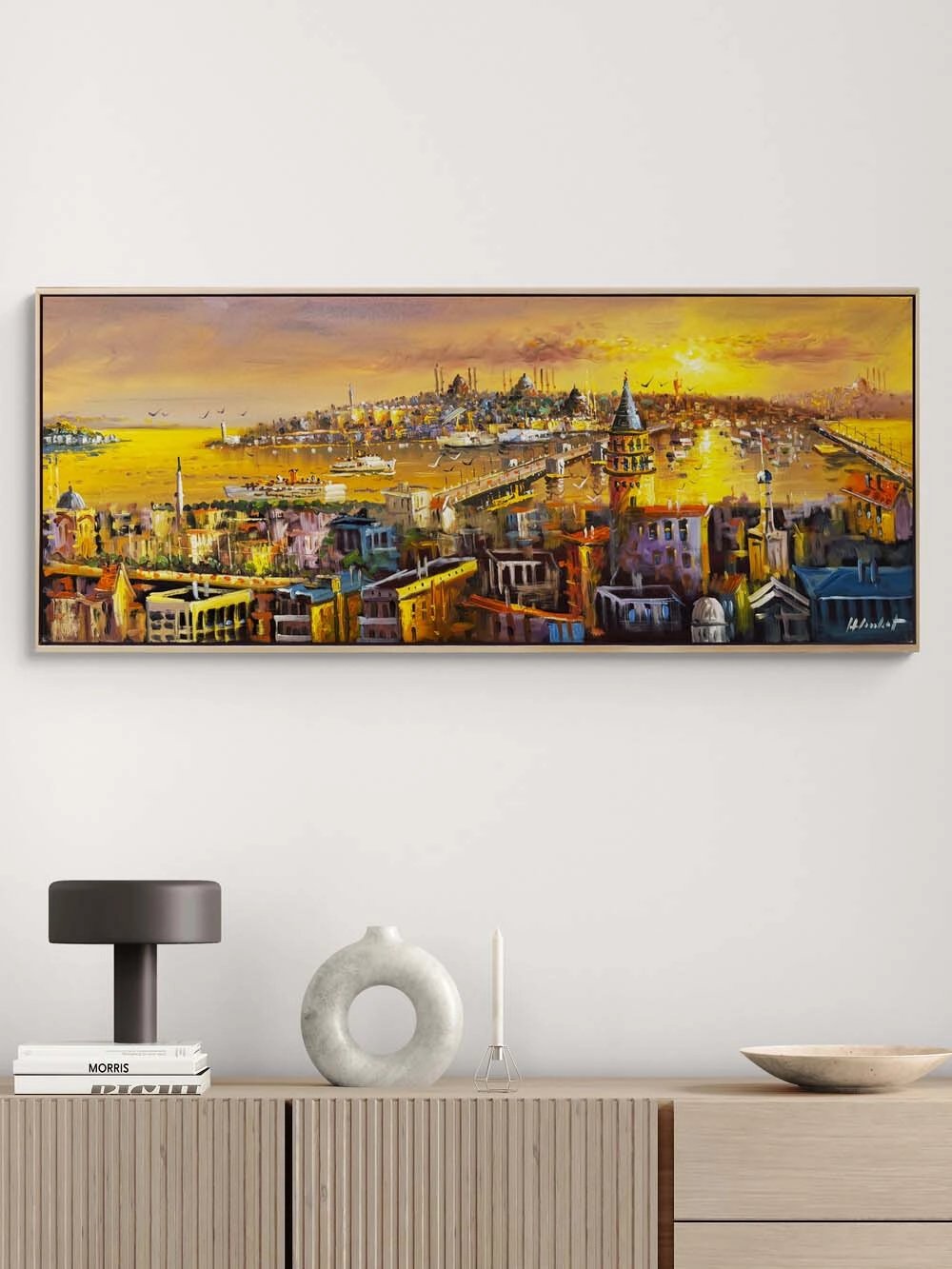 Işığa Uyanan Şehir Yağlı Boya Tablosu