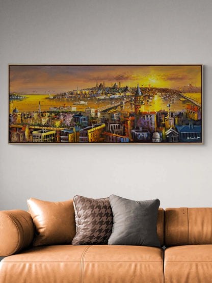 Işığa Uyanan Şehir Yağlı Boya Tablosu