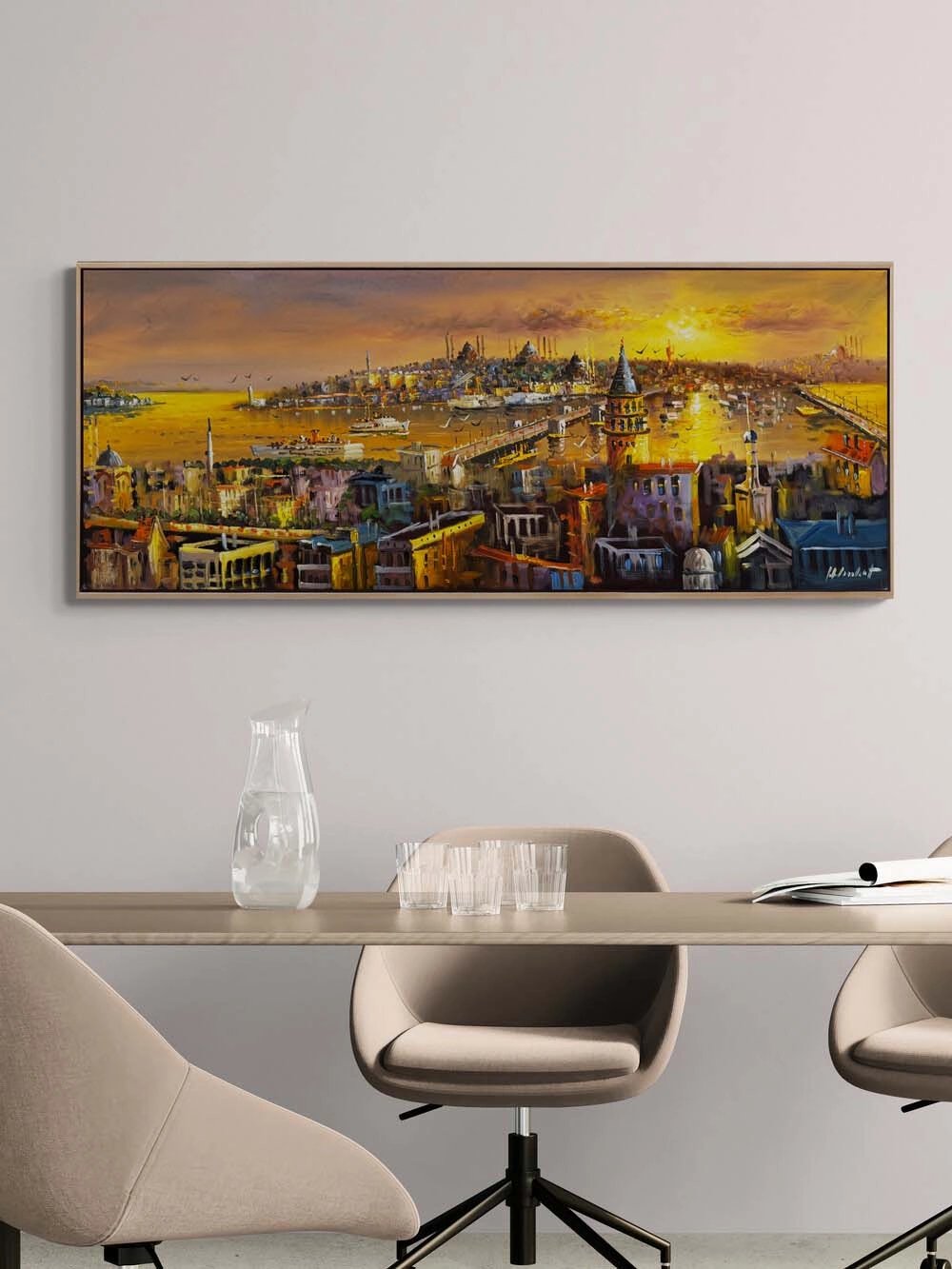 Işığa Uyanan Şehir Yağlı Boya Tablosu