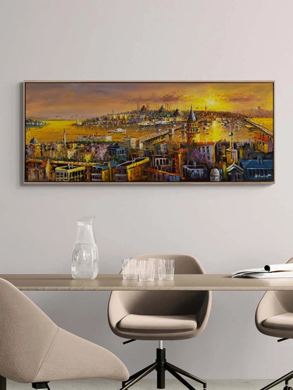 Işığa Uyanan Şehir Yağlı Boya Tablosu