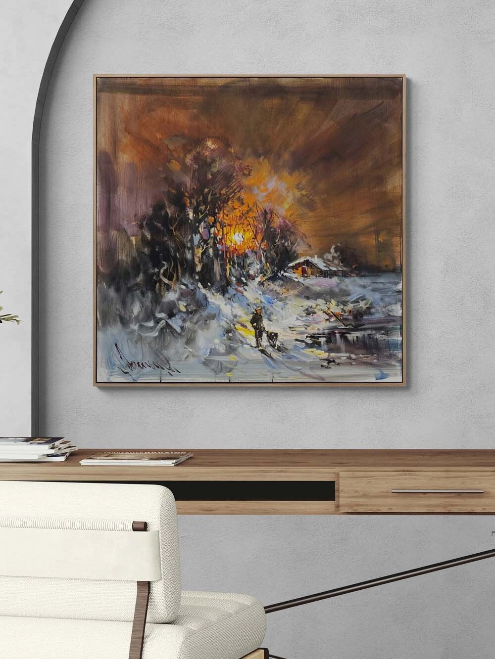 Işık ve Gölgede Kış Yağlı Boya Tablosu